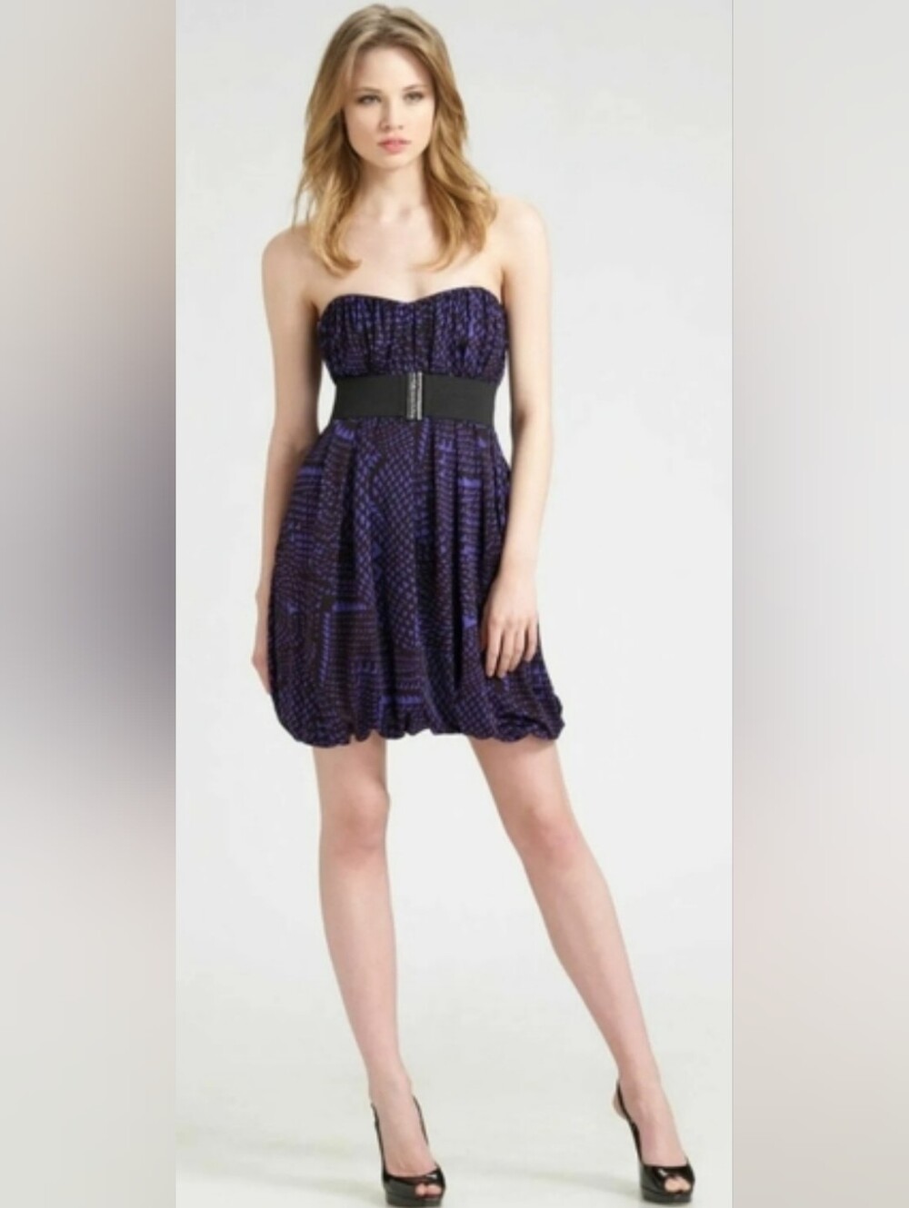 NWT! BCBG Fall Glam Purple Women's  Bubble Party Y2k Club Dance Mini Dress XXS